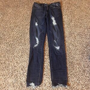 Kancan Distressed Skinny Jeans Dark Wash Denim Ripped Size‎ 5/26